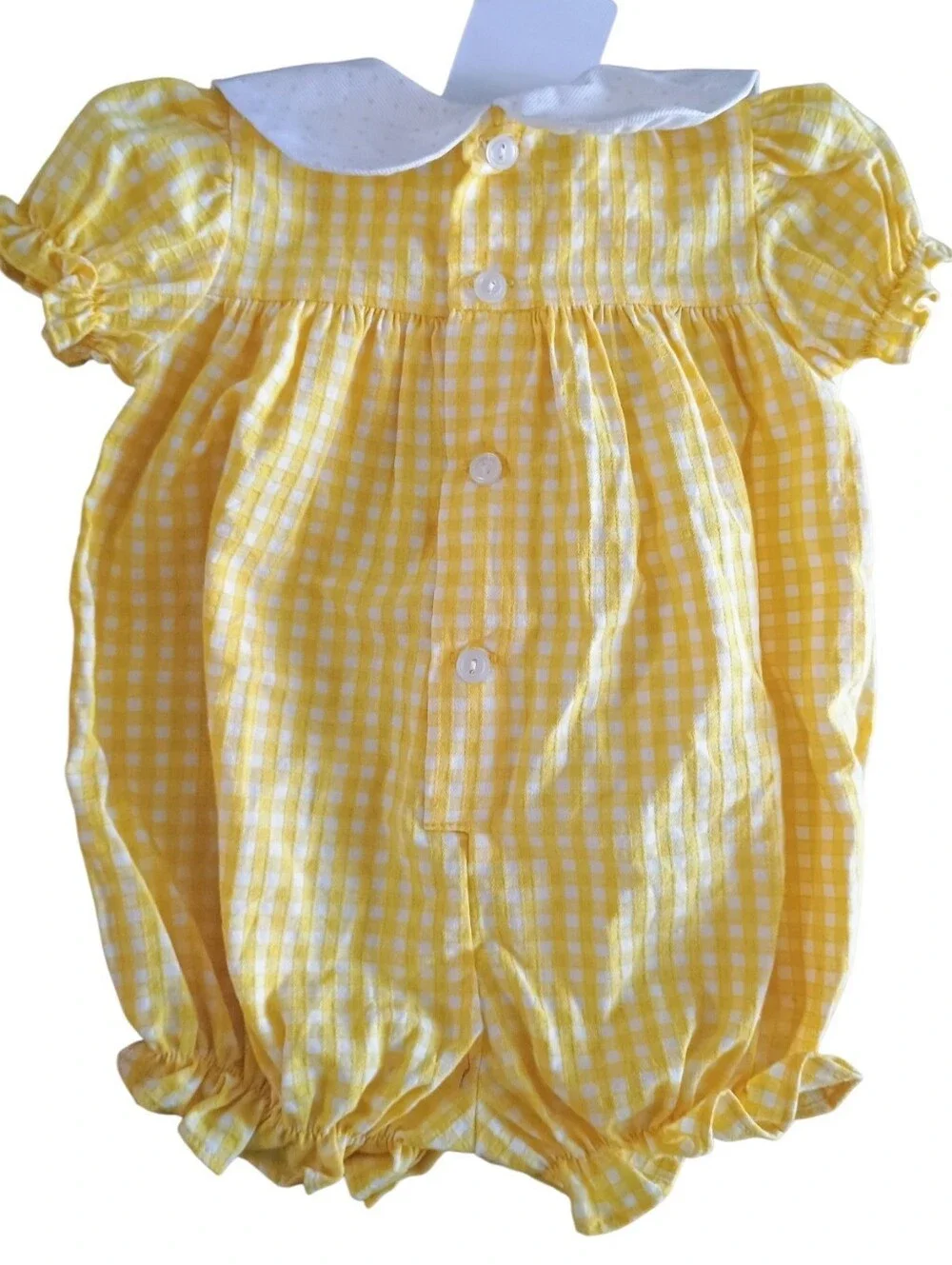 Vintage Little Angel Yellow Gingham Bubble Romper | 3 to 6 Months |